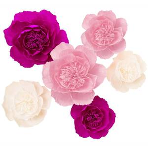 lot 92152 image: MEJOY Crepe Paper Flowers Decoration for Wall, Flowers for Wedding Flower Backdrop Decor,Baby Shower,Birthday Party,Photo Backdrop,Archway Decor, Nursery Wall Decor (Rose RedWhitePinkSet6)