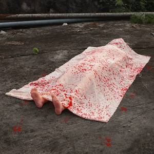 lot 92159 image: 80UncleKimby 5.4ft Halloween Decorations Outdoor Props - Scary Hallowmas Back from The Grave Dead Victim Prop for Haunted House Party Decor(Assembly Needed) Red