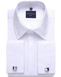 lot 92160 image: Alimens & Gentle Mens Dress Shirts French Cuff Long Sleeve Regular Fit (Include Metal Cufflinks and Metal Collar Stays) (17.5 Neck 34-35 Sleeve, White)