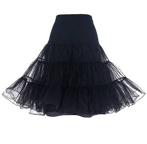 lot 92161 image: DRESSTELLS 50s Petticoat Skirts, Women Vintage Tutu Underkirt, Halloween Party Pinup Rockabilly Midi Audrey Hepburn Crinoline, Puffy Tulle Half Slip Black L