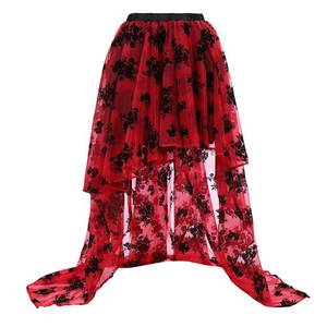 lot 92167 image: Womens Steampunk Costume Victorian Skirt Corset Dress for Girls Plus Size Wedding Dressing Ruffle High Low Outfits Red L