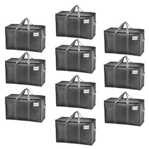 lot 92179 image: VENO 10 Pack Moving Bags, Moving Supplies, Moving Boxes, College Packing Storage Boxes with Lids Alternative, Heavy Duty Totes, Extra Large, Sturdy Handles, Zipper, for Packaging (Dark Gray, 10 Pack)