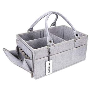 lot 92185 image: XUANGUO Baby Diaper Caddy Organizer with Handle Gender Neutral Baby Stuff Large Nursery Storage Bin Basket Portable Tote Bag Car Organizer Newborn Essentials Baby Registry Must Haves Item Grey