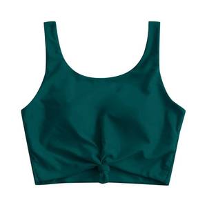 lot 92194 image: ZAFUL Womens Front Knot Bikini Tops Crop Tankini Top Scoop Neck Padded Bathing Suit Tops C-Peacock Blue M