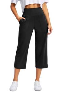 lot 92195 image: G Gradual Womens Wide Leg Capri Pants with Pockets Tummy Control High Waist Yoga Dress Crop Pants for Women(Black,L)