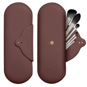 lot 92204 image: Perfuny Travel Makeup Brush Holder Make up Bag Brushes Case Travel Essentials Silicone Portable Cosmetic Organizer Pouch for Travel (Khaki 1pc)