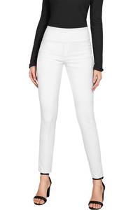 lot 92210 image: Hybrid & Company Women��s Super Comfy Ultra Stretch with Full Elastic Waist Pull On Millennium Twill Pants White