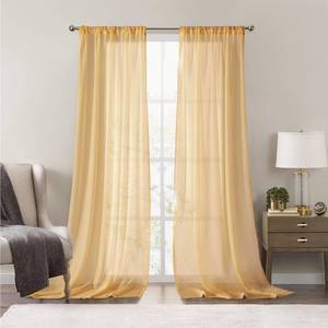lot 92228 image: Dreaming Casa Bright Yellow Sheer Curtains 96 inches Long Rod Pocket Curtains for Living Room Bedroom, 52 W x 96 L�