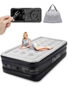 lot 92234 image: OlarHike Inflatable Twin Air Mattress with Built in Pump,18 Elevated Durable for Camping,Home&Guests,Fast&Easy InflationDeflation Airbed,Black Double Blow up Bed,Travel Cushion,Indoor