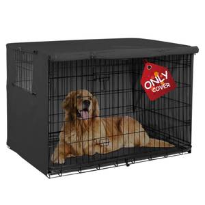 lot 92237 image: Explore Land 54 inches Dog Crate Cover - Heavy Duty Polyester Pet Kennel Cover Universal Fit for Wire Dog Crate (Black)
