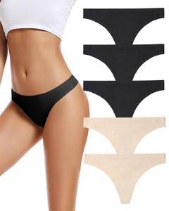 lot 92238 image: voenxe Seamless Women Underwear Thongs Tanga,No Show Ladies Thong,No Line Breathable Comfortable Panties for Women 5-Pack