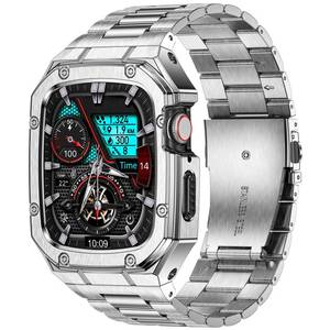 lot 92255 image: BAITEYOU Stainless Steel Watch Band with Case Compatible with Apple Watch Series 9 SE 8 7 6 5 4 3 2 1 (38mm 40mm 41mm), Rugged Strap with Metal Protective Bumper Cover for iWatch Bands Men (Silver)