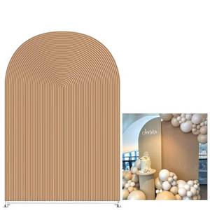 lot 92257 image: KONPON Brown Ripples Arched Frame Fabric Cover for Birthday Partied Double-Sided Stretchy Chiara Backdrops Arched Wall Stands Covers Arch Backdrop Cover 4x7ft