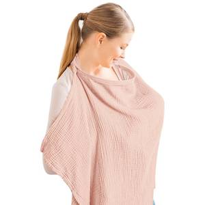 lot 92267 image: Konssy Muslin Nursing Cover for Baby Breastfeeding, Breathable 100% Cotton Breastfeeding Cover with Rigid Hoop for Mother Nursing Apron, Multi-use Carseat Canopy (Pink)