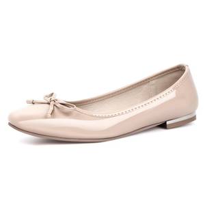 lot 92280 image: MUSSHOE Womens Ballet Flats Shoes Dressy Comfortable Square Toe Patent Flat with Bow, Nude 8