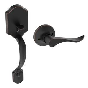 lot 92282 image: HOSOM Front Door Handle Set Exterior Door Handle No Lock with Reversible Lever, Entry Door Handleset for Right & Left-Handed Doors, Oil Rubbed Bronze