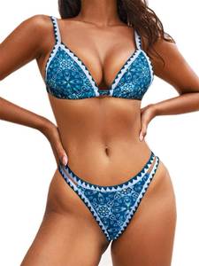 lot 92300 image: BIKINX Women Swimsuits Sexy Thong String Micro Cheeky Bikini Floral Two Piece Sets Bathing Suit Push Up Swim Tops