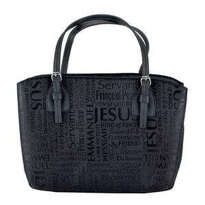 lot 92322 image: Dicksons Black Purse Fashion Jacquard Fabric Bible Cover Case with Handle X-Large