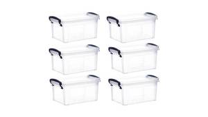 lot 92353 image: Superio Clear Storage Bins with Lids, Stackable Storage Box with Latches and Handles, Extra Small, 6 Pack 1.75 Quart