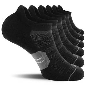 lot 92359 image: CelerSport 6 Pack Mens Running Ankle Socks with Cushion, Low Cut Athletic Tab Socks, Black  Grey, Large