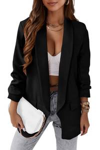 lot 92363 image: PRETTYGARDEN Womens Casual Blazer 2024 Fall Fashion Long Sleeve Open Front Work Office Suit Jackets (Black,X-Large)