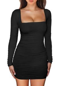 lot 92389 image: XXTAXN Womens Sexy Bodycon Long Sleeve Backless Party Mini Dress Black