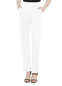 lot 92418 image: Urban CoCo Womens Yoga Dress Pants Stretchy Casual Slacks Straight Leg Work Pants with Pockets (White, L)