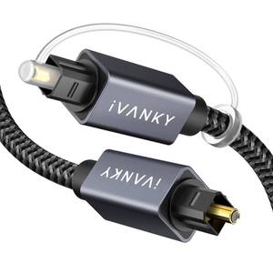 lot 92421 image: IVANKY Optical Audio Cable 10ft3M Slim Braided Fiber Audio Cable Optical Cable for Soundbar Digital Optic Cord Toslink Cable, Aluminum Shell, Gold-Plated for TV, PS4, Xbox, Samsung, Vizio-CL3 Rated