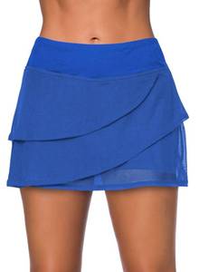 lot 92424 image: Aleumdr Womens Swimdress Ruffle Swim Skirt Bikini Bottom High Waist Built-in Swim Bottoms Blue 305 X-Large