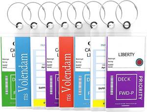 lot 92433 image: Highwind Cruise Luggage Tags for Suitcases  Compatible wAll Cruise Lines  E-tag Holders Zip Seal&Steel Loops  ID Badge  Waterproof Clear Cruise Tags (8pk, Clear)