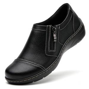 lot 92437 image: QAE Loafers for Women Comfort Womens Loafers & Slip-Ons Casual Leather Loafers Dress Shoes Lightweight Walking Flats Business Work Shoes Business Shoes Black US 8.5