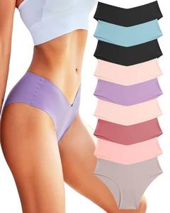 lot 92439 image: ROSYCORAL Women�s Seamless Bikini Panties Soft Stretch Invisibles Briefs No Show Hipster Underwear cheeky 9 pack XS-L (S)