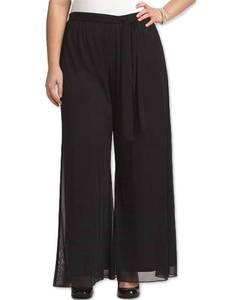 lot 92453 image: 906 - Plus Size Elastic Waistband Wide Legged Palazzo Pocketed Pants (Black, 3X)