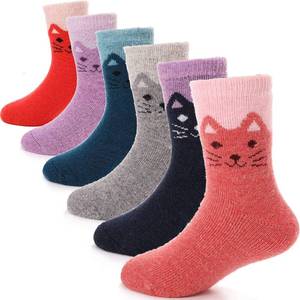 lot 92454 image: ANTSANG Kids Merino Wool Hiking Socks Toddlers Boys Girls Winter Warm Thick Thermal Crew Boot Heavy Cozy Snow Cabin Gift Snowboarding Socks 6 Pairs for Child(Cat,4-7Y)