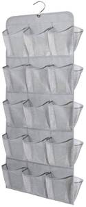 lot 92461 image: MISSLO 30 Large Pockets Dual Sided Hanging Shoe Organizer for Closet with Rotating Hanger Hanging Shoe Shelves, Grey