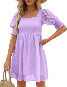 lot 92468 image: Milk Purple Square Neck Lamb Sleeve Casual Dress XL