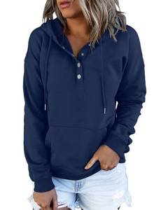 lot 92512 image: Dokotoo Womens Fashion Sweatshirts Ladies Fall Tops Drawstring Hoodies Sweatshirt for Women Long Sleeve Hooded Pullover with Pockets Button Collar Fleece Casual Basic Winter Shirts Tops Blue S