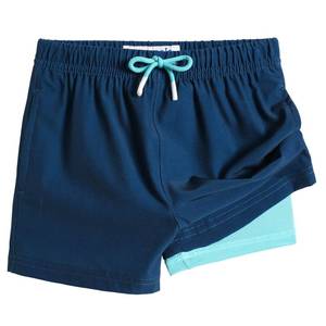 lot 92514 image: maamgic Boys Swim Trunks with Compression Liner Toddler Stretch Swim Shorts Quick Dry Swimming Trunks Boxer Brief 2 in 1 Beach Shorts Navy Lake Blue 1012