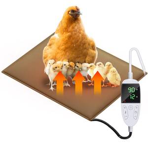 lot 92530 image: WISMOIER Chicken Heating Pad Chick Brooder Pad Poultry Heated Mat Adjustable Digital Thermostat Brood Heater Warming Blanket with Timer Anti Bite Wire Warmer Bed for Small Animal 15.7 x 23.6 inch