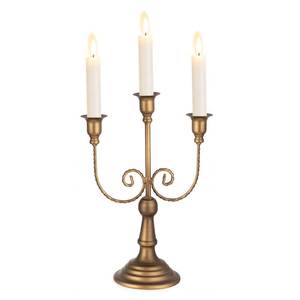 lot 92539 image: Sziqiqi 3-Arms Candelabra Vintage Candlestick Holders - Small Candle Holders for Tapers Candlesticks Bronze Farmhouse Table Centerpiece Fireplace Mantle Decor