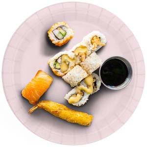 lot 92561 image: CUSINIUM 25 Pack, 9-Inch Pale Pink Dinner Paper Plates - Pastel Light Pink Paper Plates - Perfect for Baby Shower, Birthday Parties & Appetizer Presentation