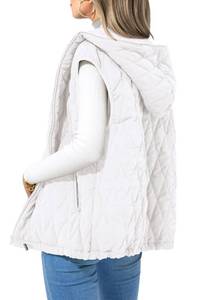 lot 92569 image: PRETTYGARDEN Womens 2024 Fall Vest Casual Sleeveless Hooded Zip Up Jacket Trendy Winter Coat Outerwear (Beige White,Large)