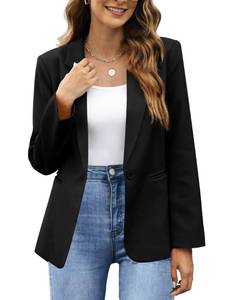lot 92576 image: Sucolan Blazer Jackets for Women Open Front One Button Blazer Long Sleeve Office Blazers for Work Black M