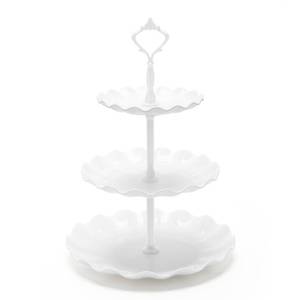 lot 92613 image: Coitak 3 Tier Cupcake Stand, Plastic Tiered Serving Stand, Dessert Tower Tray for Tea Party, Baby Shower and Wedding (Wavy-White Rod)