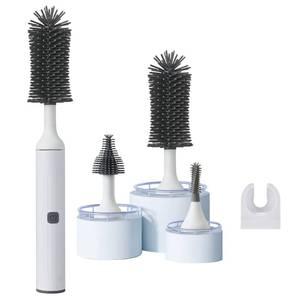 lot 93504 image: Winforhour Electric Baby Bottle Brush Cleaner Set with Electric Bottle Brush, Silicone Water Bottle Cleaner,NippleGapStraw Brush,Rechargeable Automatic Bottle Cleaner Brush, White