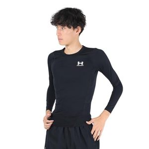 lot 93518 image: Under Armour Mens Armour HeatGear Compression Long-Sleeve T-Shirt , Black (001)White, Medium