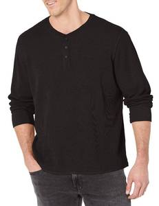 lot 93523 image: Wrangler Authentics Mens Long Sleeve Waffle Henley, Caviar, Small