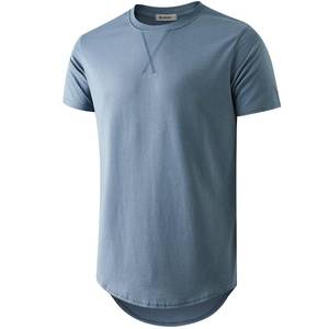 lot 93539 image: KLIEGOU Mens 100% Cotton Hipster Hip Hop Longline Crewneck T-Shirt (66 Light blue1 L)