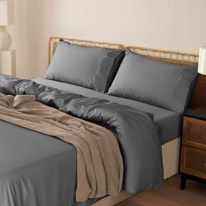 lot 93541 image: LBRO2M 1000 Thread Count 100% Egyptian Cotton Sheets Set,Queen Size Bed Sheet 4 Piece Sets,Long Staple,16 Inches Deep Pocket,All Season,Bedding Super Soft Breathable,Sateen (Dark Grey) - Retail $85.79