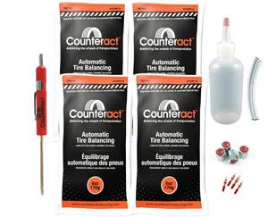 lot 93542 image: Counteract DIYK-6 Do It Yourself TireWheel Balancing Beads Kit - Off -Road, Light Duty Truck Tires, (4) 6oz DIY Bead Bags, (4) Valve Caps and Cores, (1) Core Remover, Injector Bottle, Multi-Color